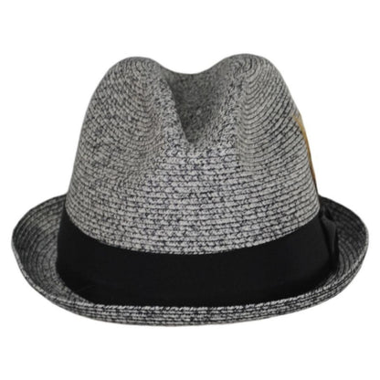 Capas Headwear | Soho Poly Braid Stingy Brim Fedora Hat | 126694 | front | BLACK/WHITE