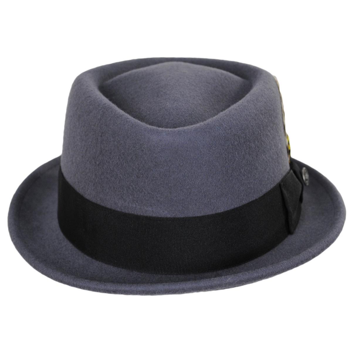 Jaxon Hats | Wholesale Wool Felt Diamond Crown Fedora Hat B2B Pre-Pack | B2B135066 | front | GREY