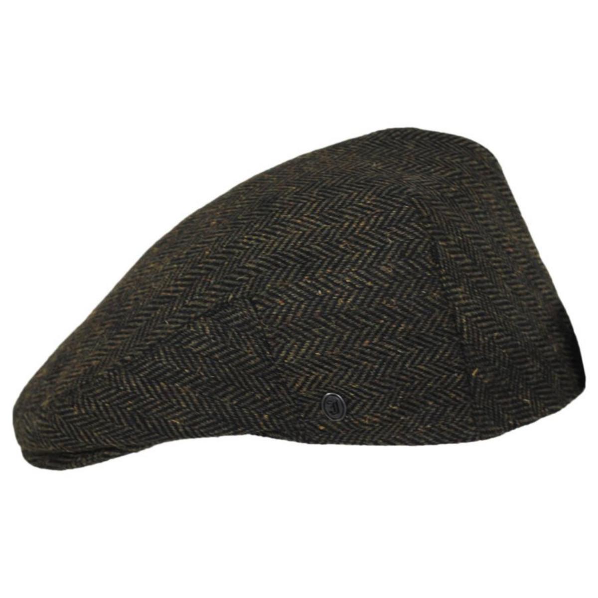 Jaxon Hats | Bird Rock Herringbone Wool Blend Ivy Cap | 167571 | profile | OLIVE GREEN