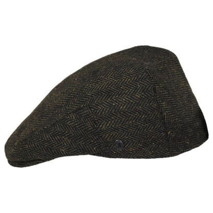 Jaxon Hats | Bird Rock Herringbone Wool Blend Ivy Cap | 167571 | profile | OLIVE GREEN