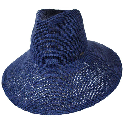 BRIXTON HATS | Helena Raffia Straw Fedora Hat | 104064 | lead | MIDNIGHT BLUE