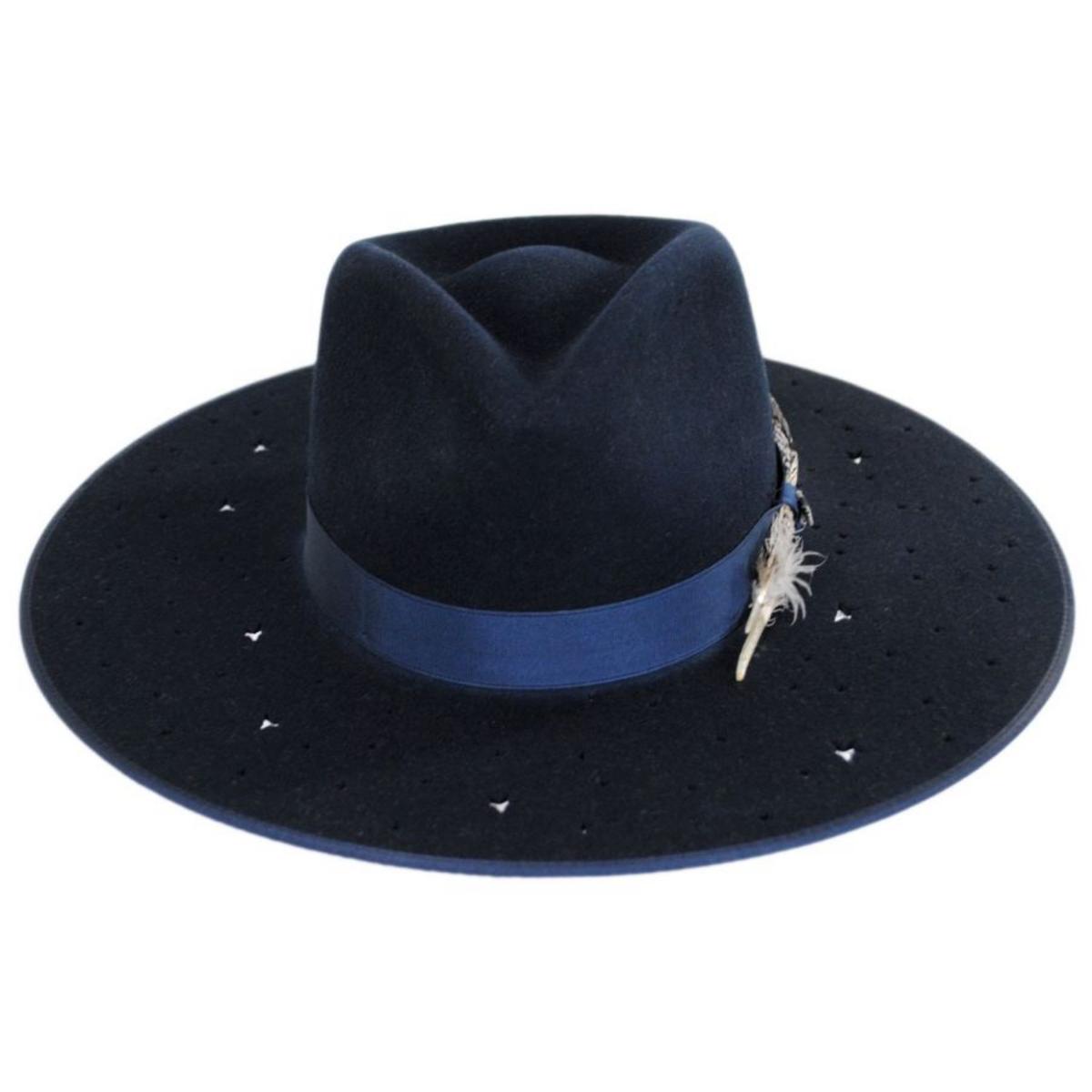 Stetson | Night Sky S Wide Brim Wool Felt Fedora Hat | 130721 | front | NAVY