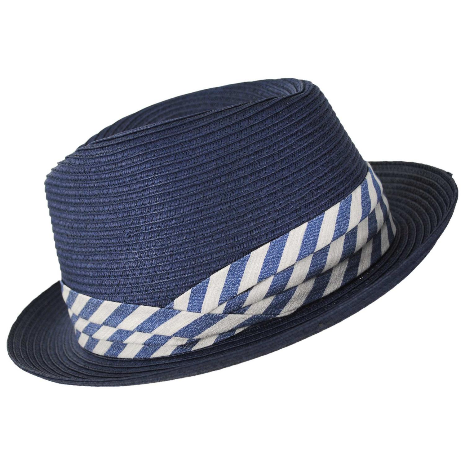 Stefeno Hats | Jonas Toyo Straw Stingy Brim Fedora Hat | 129708 | profile | NAVY