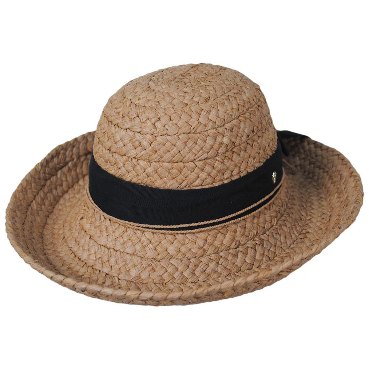 Helen Kaminski | Classic 5 Raffia Wide Braid Sun Hat | 120802 | lead | NOUGAT/BLACK