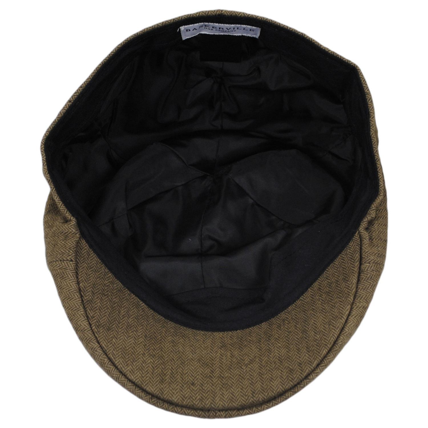 Baskerville Hat Company | Newport Cotton Herringbone Duckbill Ivy Cap | 167679 | under | BROWN/TAN