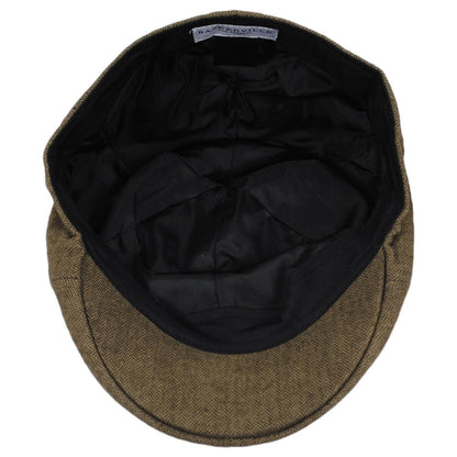 Baskerville Hat Company | Newport Cotton Herringbone Duckbill Ivy Cap | 167679 | under | BROWN/TAN