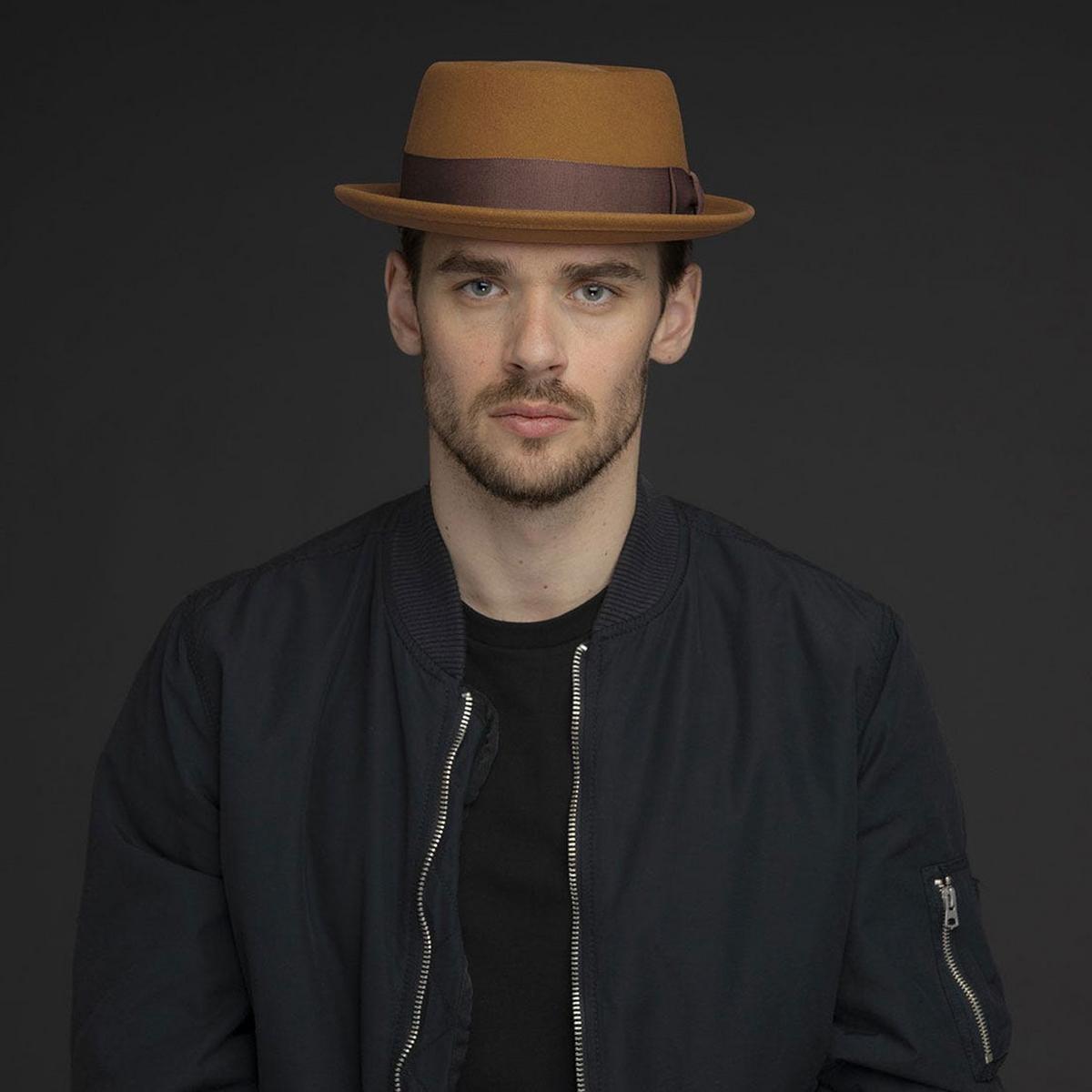 Bailey 1922 | Darron Wool LiteFelt Pork Pie Hat - Caramel & Elemental Blue | 130000FW24 | lsmone | CARAMEL