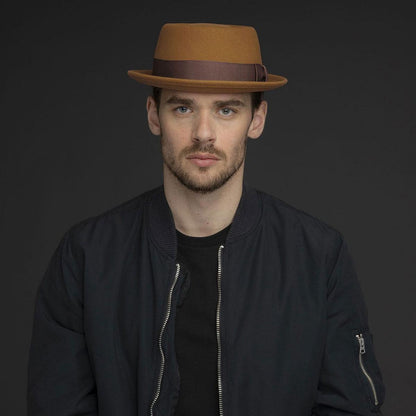 Bailey 1922 | Darron Wool LiteFelt Pork Pie Hat - Caramel & Elemental Blue | 130000FW24 | lsmone | CARAMEL