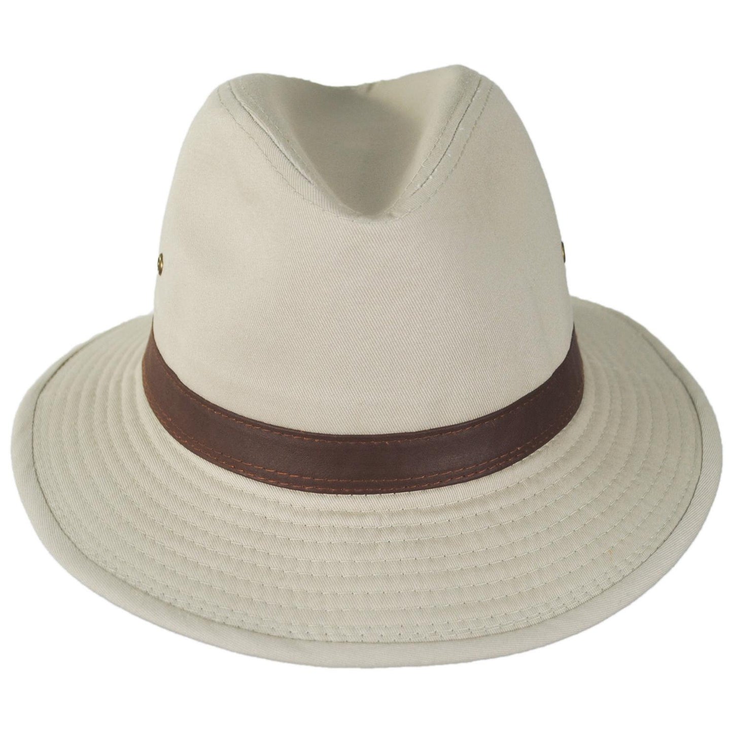 Dorfman Pacific | Packable Cotton Twill Safari Fedora Hat | 140215 | front | PUTTY