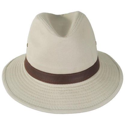 Dorfman Pacific | Packable Cotton Twill Safari Fedora Hat | 140215 | front | PUTTY