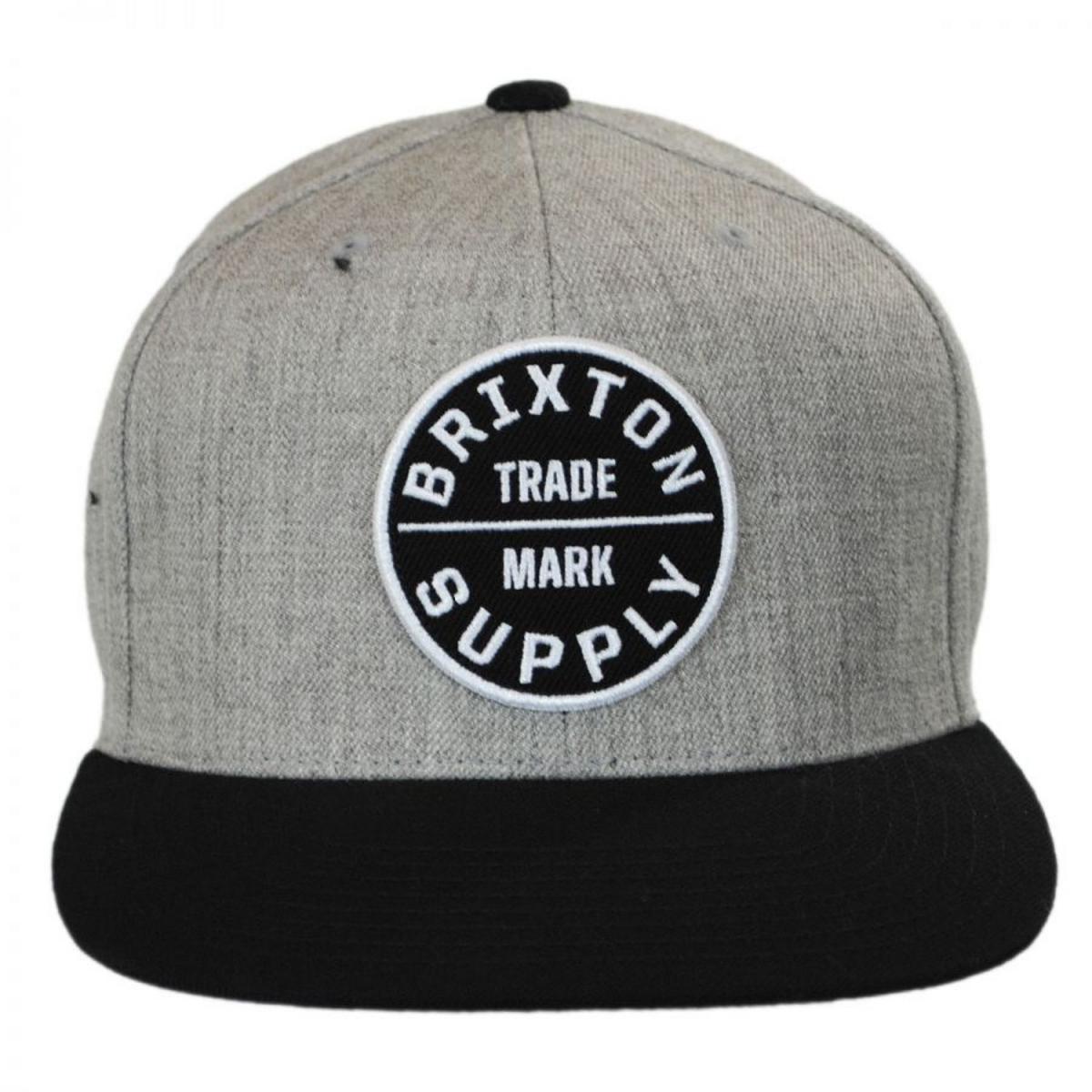 BRIXTON HATS | Oath III Snapback Baseball Cap | 201713 | front | LIGHT HEATHER GREY/BLACK