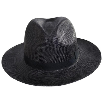 Bigalli | Dante Panama Straw Fedora Hat | 129248 | front | BLACK
