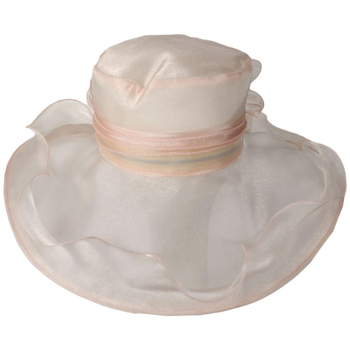 San Diego Hat Company | Organza Pearl Boater Dress Hat | 121052 | front | LIGHT PALE PINK