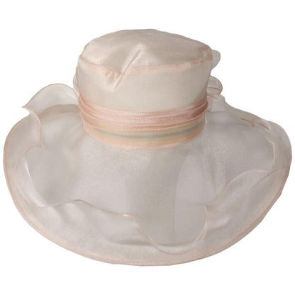 San Diego Hat Company | Organza Pearl Boater Dress Hat | 121052 | front | LIGHT PALE PINK