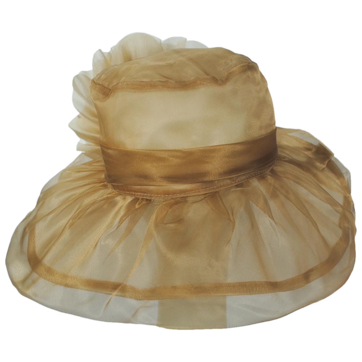 Sophia | Flower Clip Organza Dress Hat | 122910 | front | COPPER
