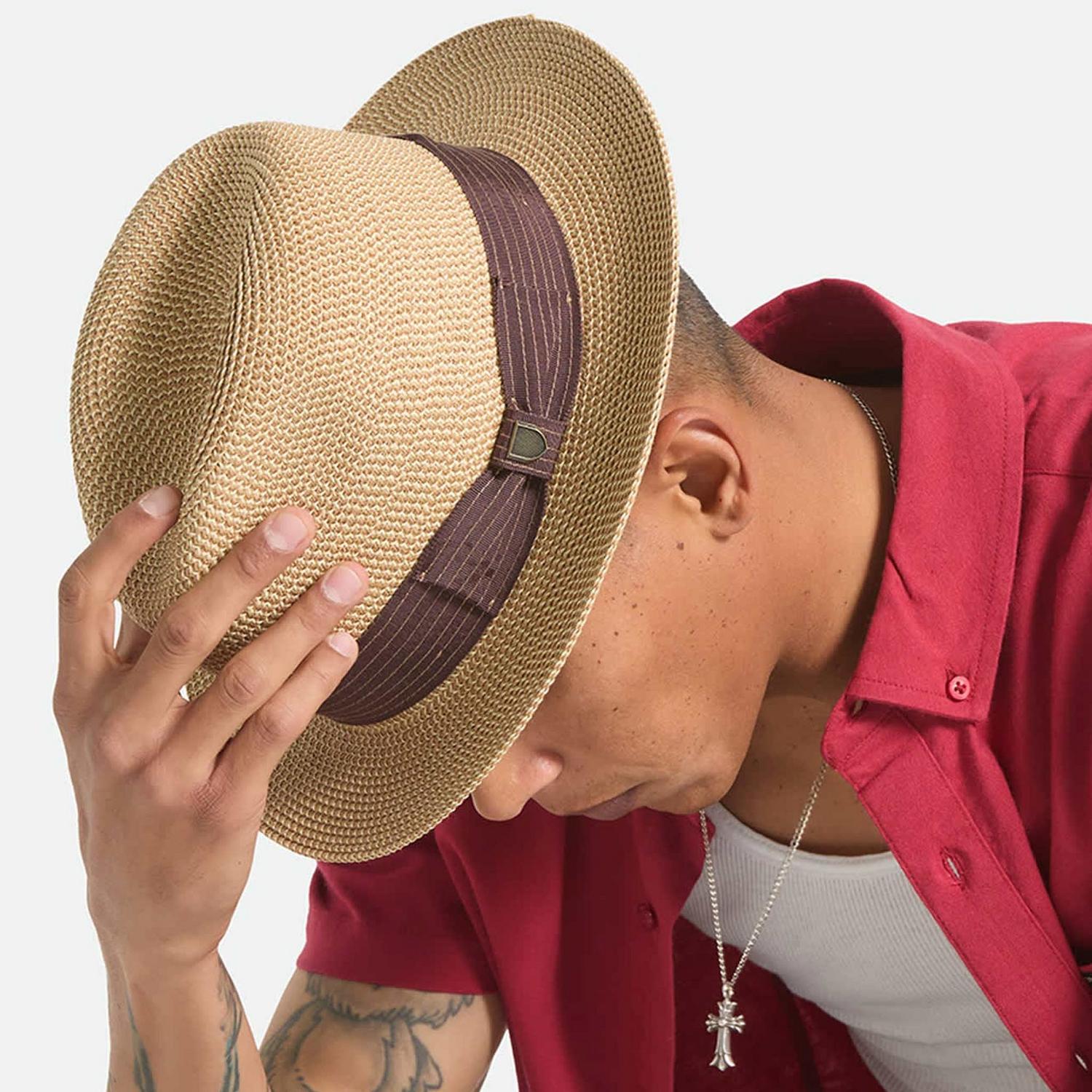 BRIXTON HATS | Roma Toyo Straw Fedora Hat | 128369 | lsmtwo | MULTI BROWN/CHOCOLATE