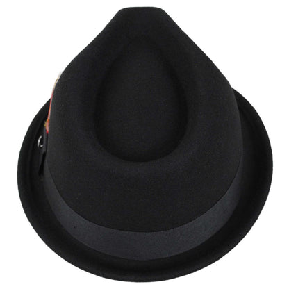 Jaxon Hats | Dekker Crushable Wool Felt Trilby Fedora Hat | 135005 | top | BLACK