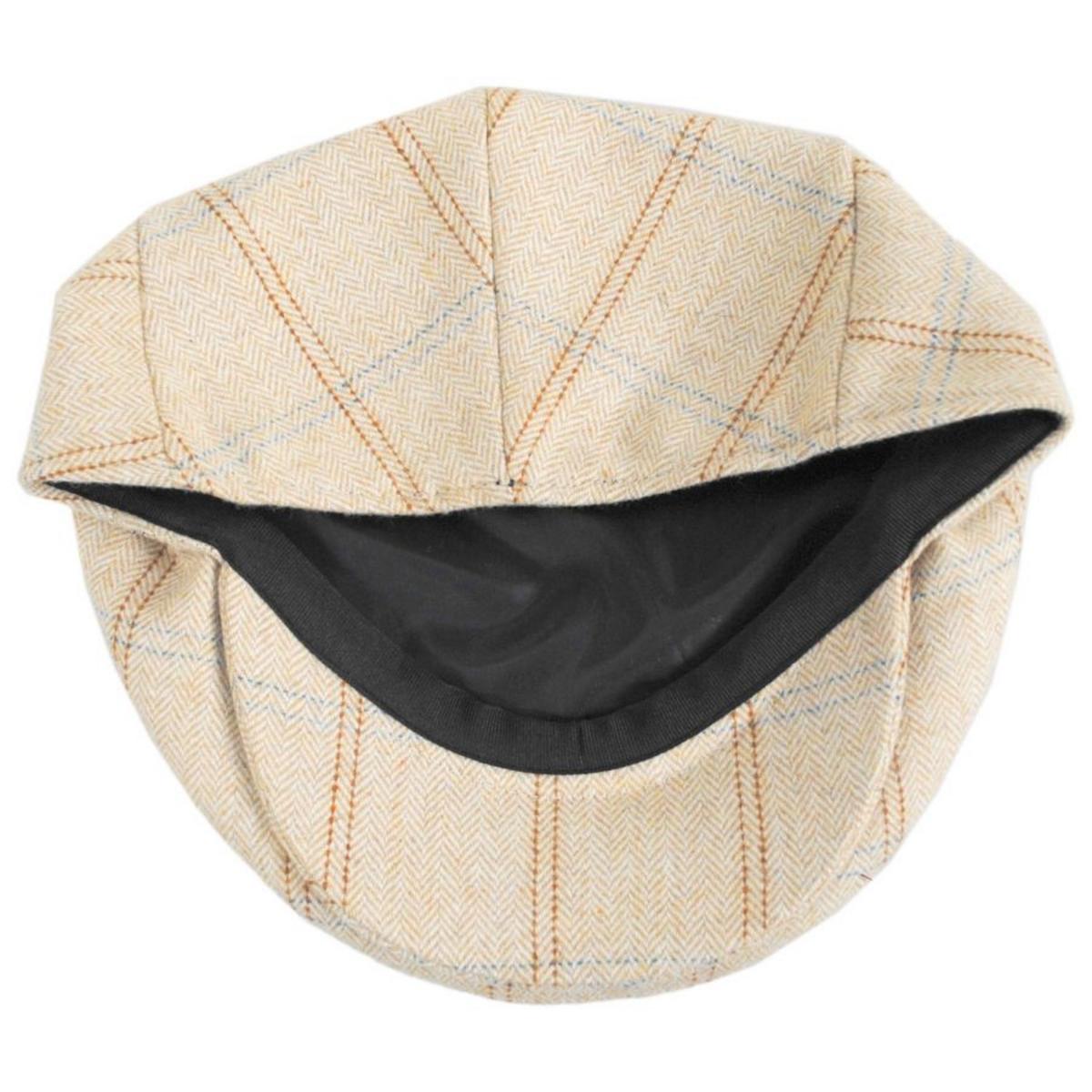 Jaxon Hats | Skyline Herringbone Overcheck Wool Blend Ivy Cap | 167577 | under | BEIGE