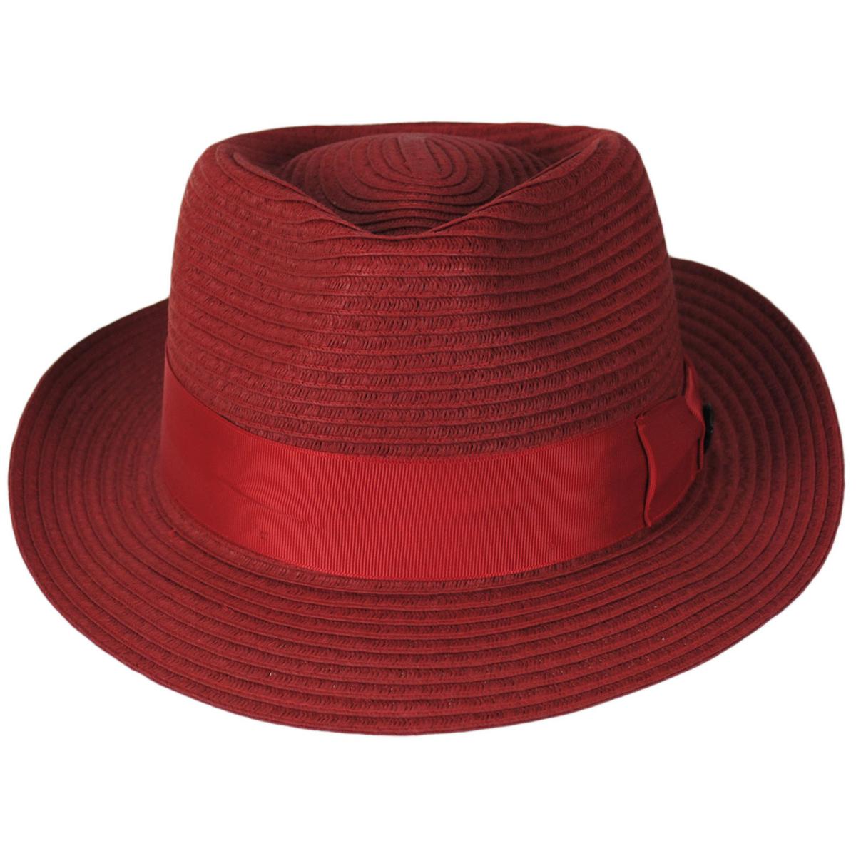 Bigalli | Alessandro Toyo Braid Fedora Hat | 129240 | front | RED