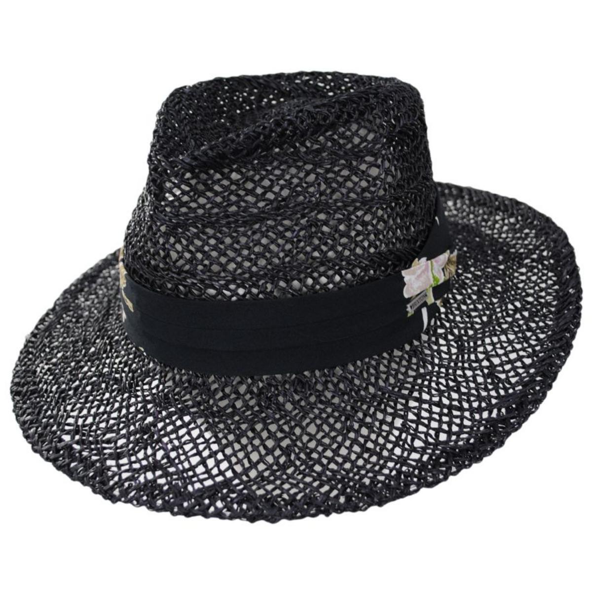 BRIXTON HATS | Aloha Seagrass Straw Fedora Hat | 128353 | lead | BLACK/BLACK