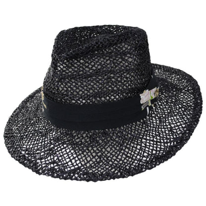 BRIXTON HATS | Aloha Seagrass Straw Fedora Hat | 128353 | lead | BLACK/BLACK