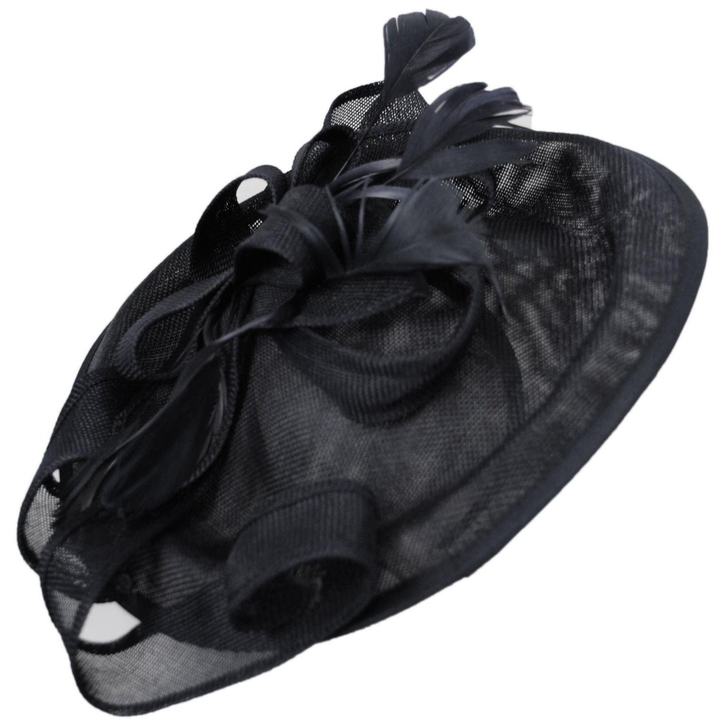 Sophia | Ribbon & Flax Linen Fabric Fascinator Hat | 122904 | lead | BLACK