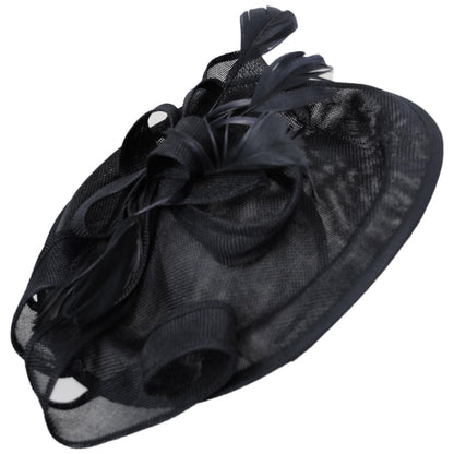 Sophia | Ribbon & Flax Linen Fabric Fascinator Hat | 122904 | lead | BLACK