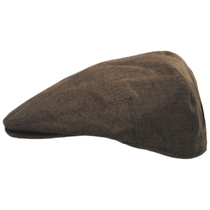 Baskerville Hat Company | Swansea Cotton Herringbone Ivy Cap | 167677 | profile | BROWN/TAN