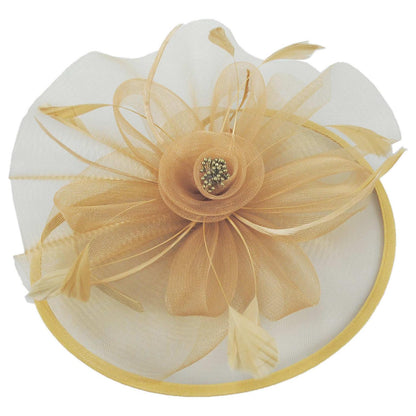 Sophia | Floral Mesh and Ribbon Fascinator Hat | 122905 | lead | GOLD