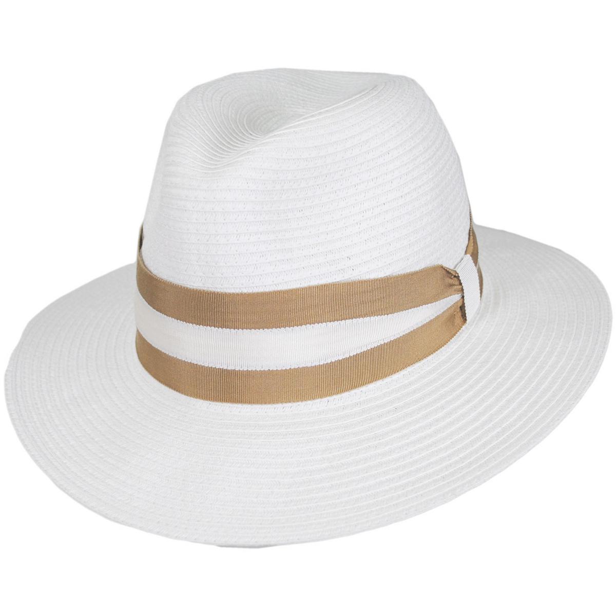 Physician Endorsed | Geneva Toyo Straw Fedora Hat | 102675 | lead | WHITE/TAUPE