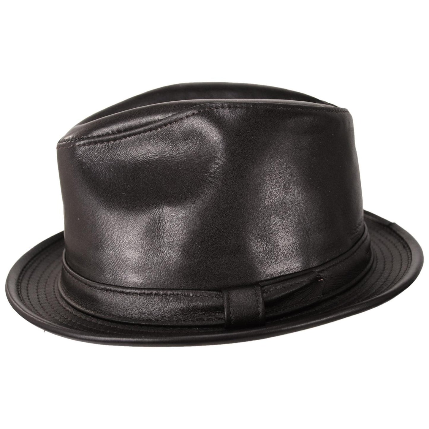 NEW YORK HAT CO | Lambskin Leather Fedora Hat | 142007 | profile | BROWN