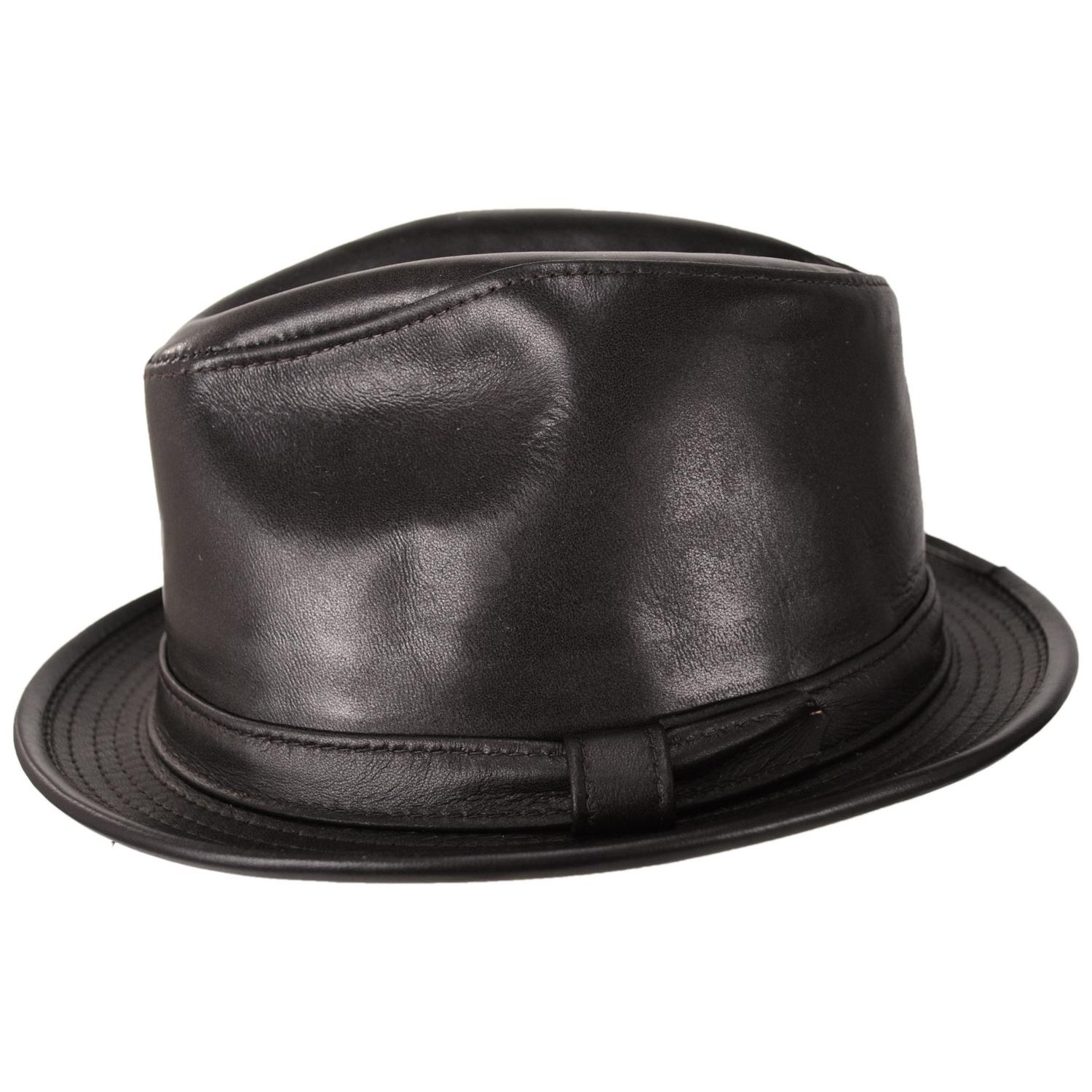 NEW YORK HAT CO | Lambskin Leather Fedora Hat | 142007 | profile | BROWN