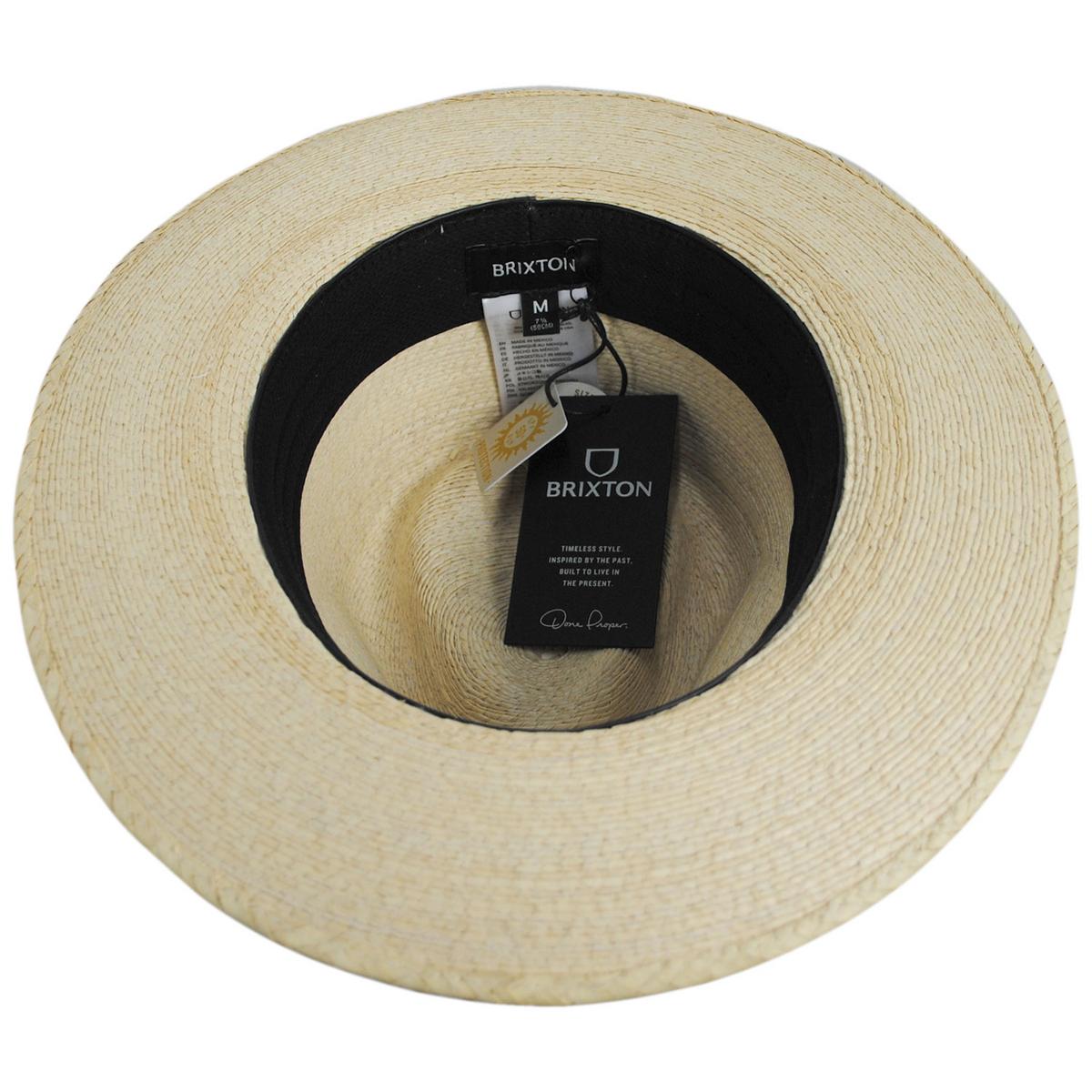 BRIXTON HATS | Swindle Palm Straw Fedora Hat | 128365 | under | NATURAL/NATURAL