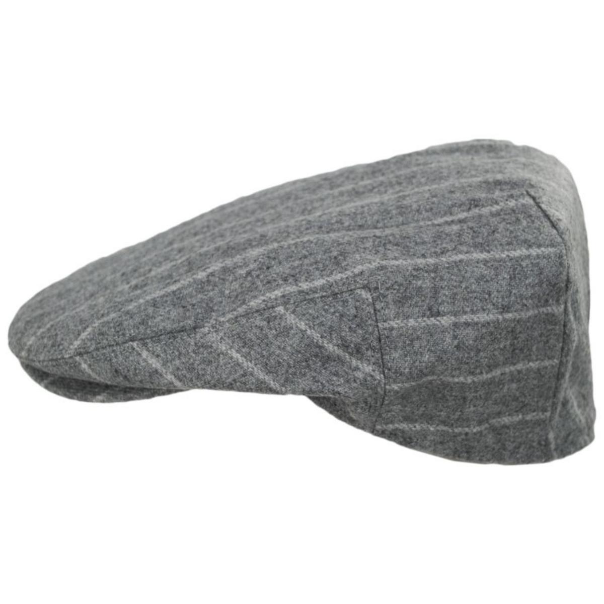 Baskerville Hat Company | Regency Wool Pinstripe Ivy Cap | 167669 | profile | SILVER