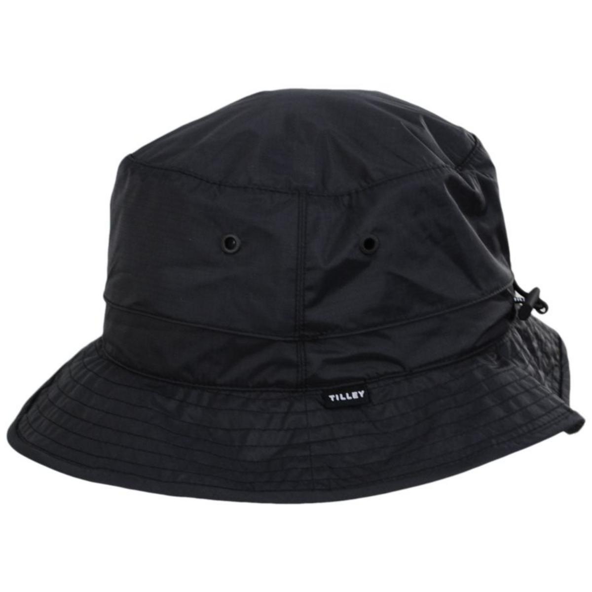 Tilley Endurables | Traverse DWR Ripstop Nylon Packable Bucket Hat | 400843 | profile | BLACK