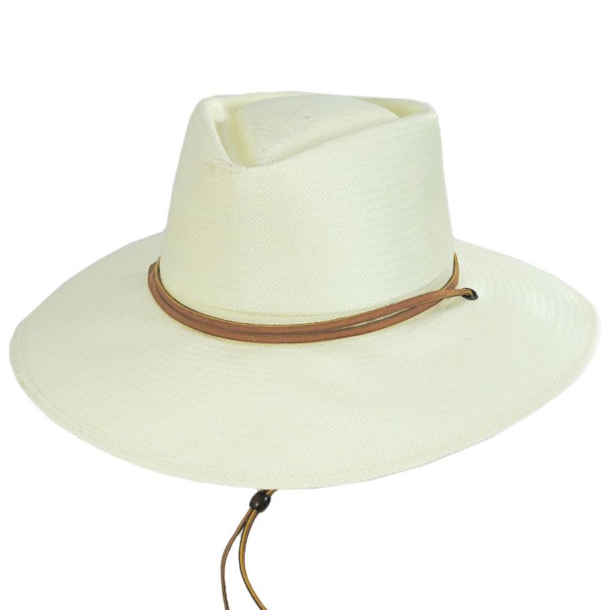 Stetson | Cayuse Shantung Straw D-Crown Outback Hat | 127033 | lead | NATURAL