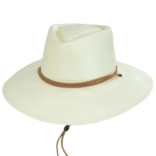 Stetson | Cayuse Shantung Straw D-Crown Outback Hat | 127033 | lead | NATURAL