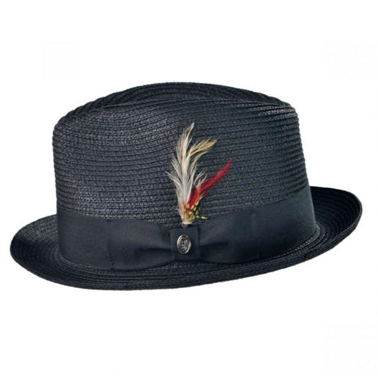 Jaxon Hats | Toyo Straw Braid Trilby Fedora Hat | 128500 | profile | BLACK