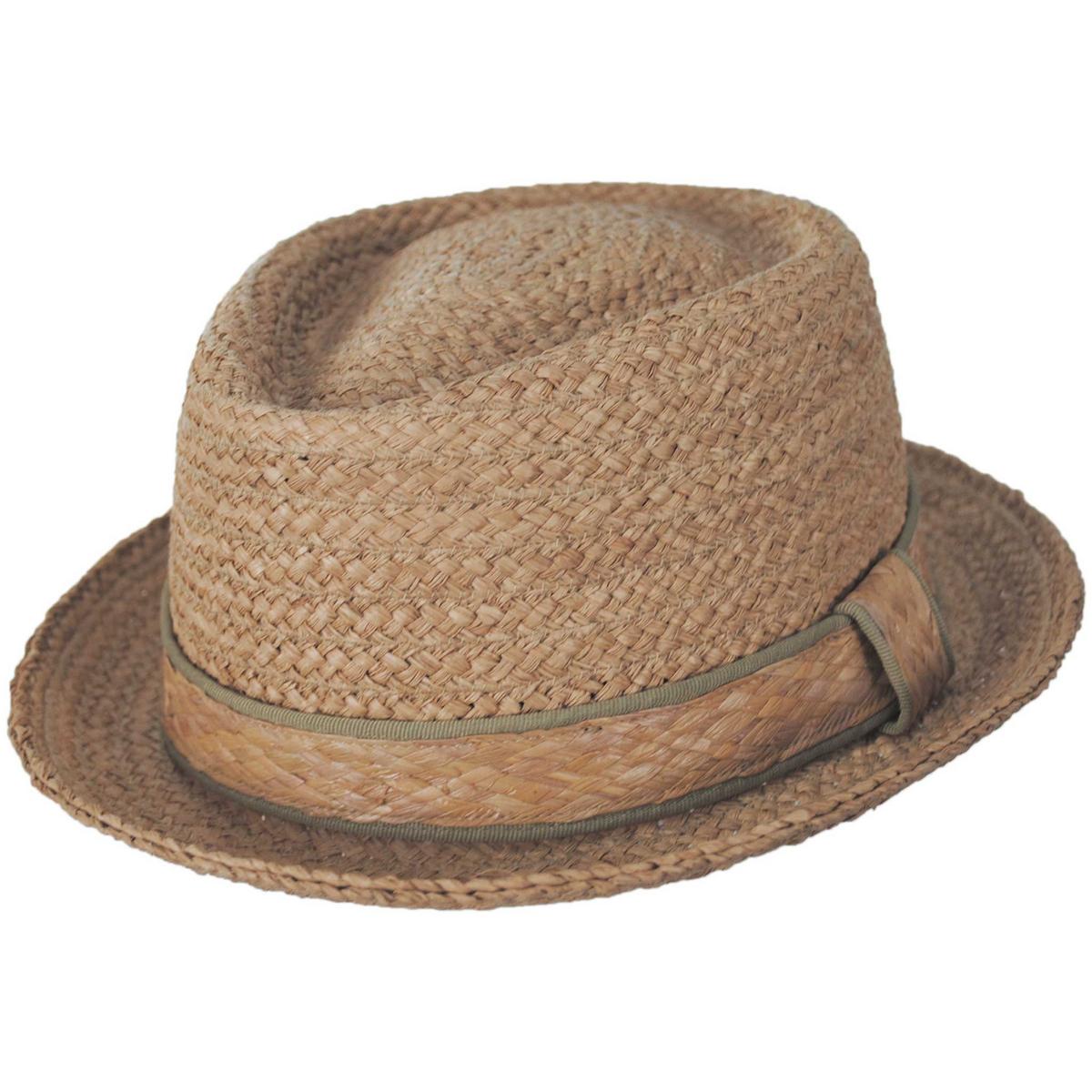 Jaxon Hats | Raffia Straw Diamond Crown Fedora Hat | 129002 | lead | NATURAL