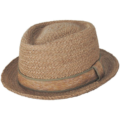 Jaxon Hats | Raffia Straw Diamond Crown Fedora Hat | 129002 | lead | NATURAL
