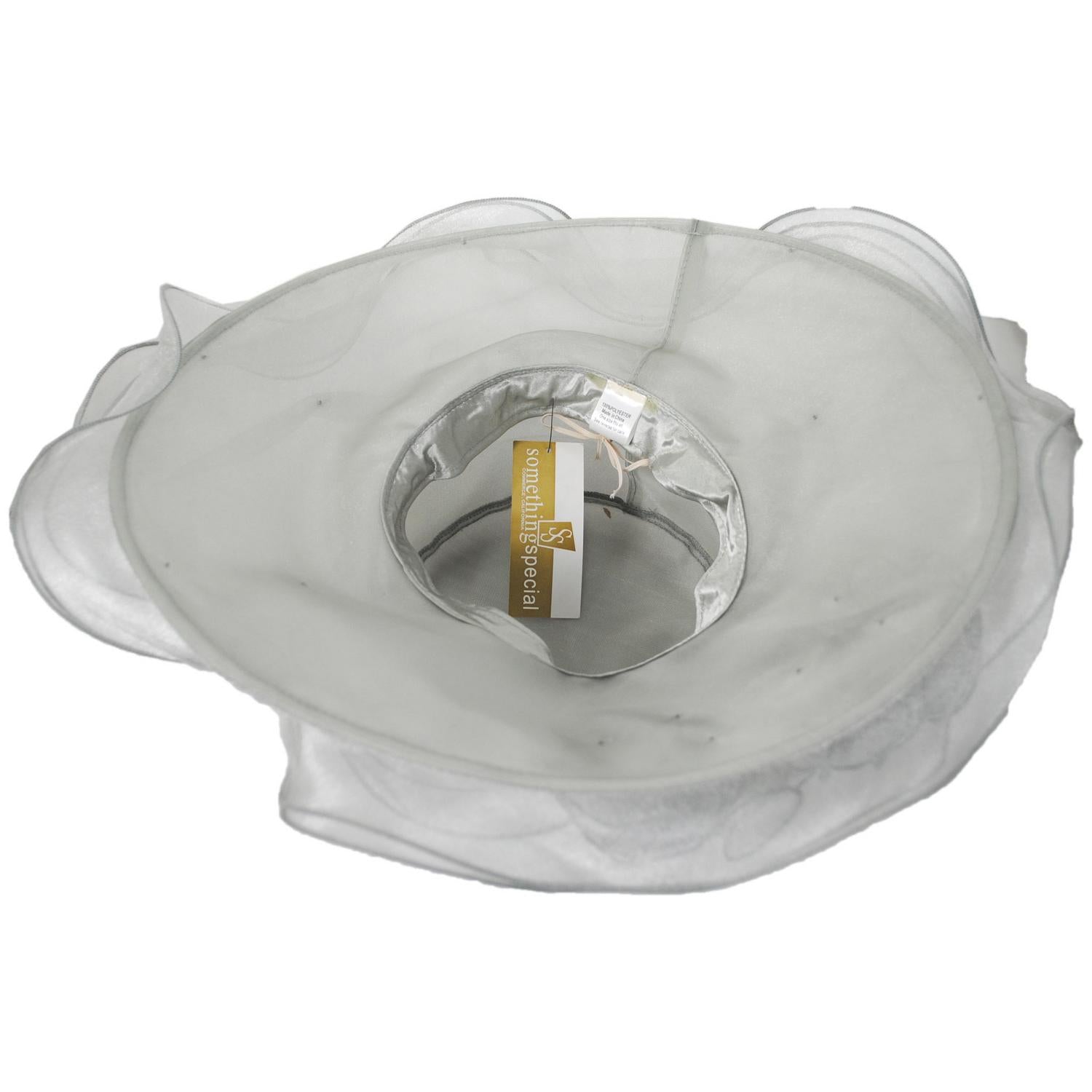 Something Special | 3 Flower Organza Boater Dress Hat | 121335 | under | SILVER