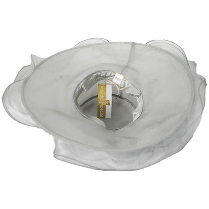 Something Special | 3 Flower Organza Boater Dress Hat | 121335 | under | SILVER