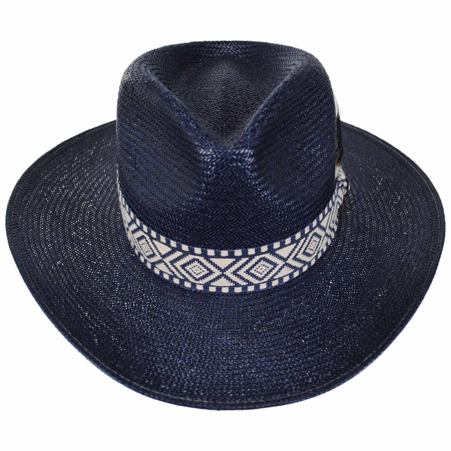 Stetson | Pemberton Shantung Straw Fedora Hat | 127068 | front | NAVY