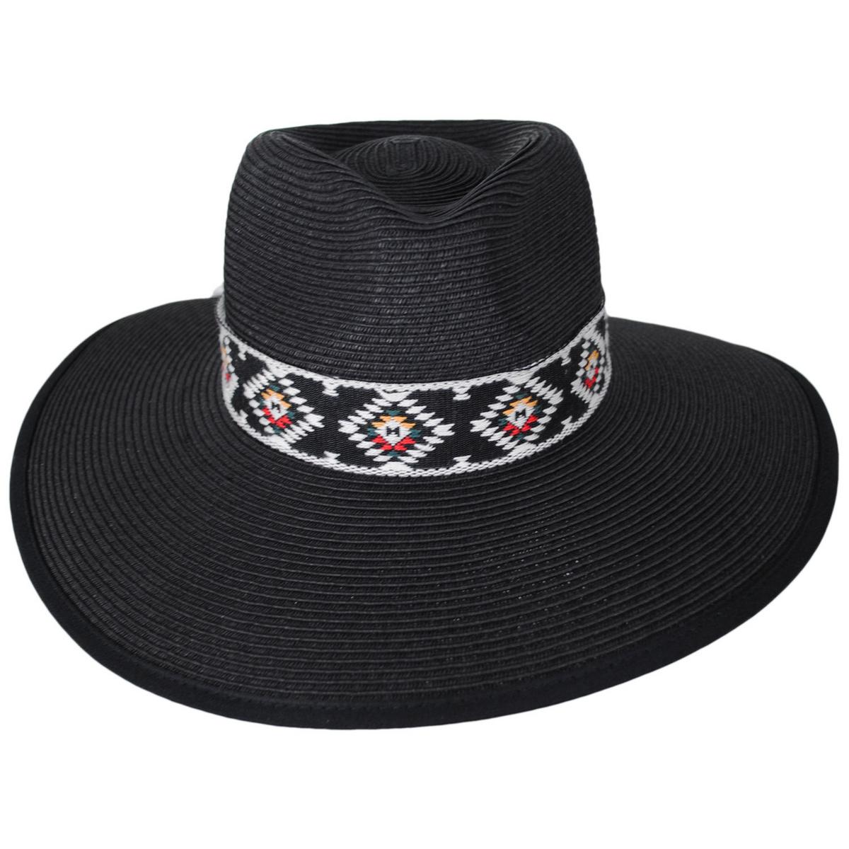 Jeanne Simmons | Cabo Toyo Straw Fedora Hat | 101810 | front | BLACK