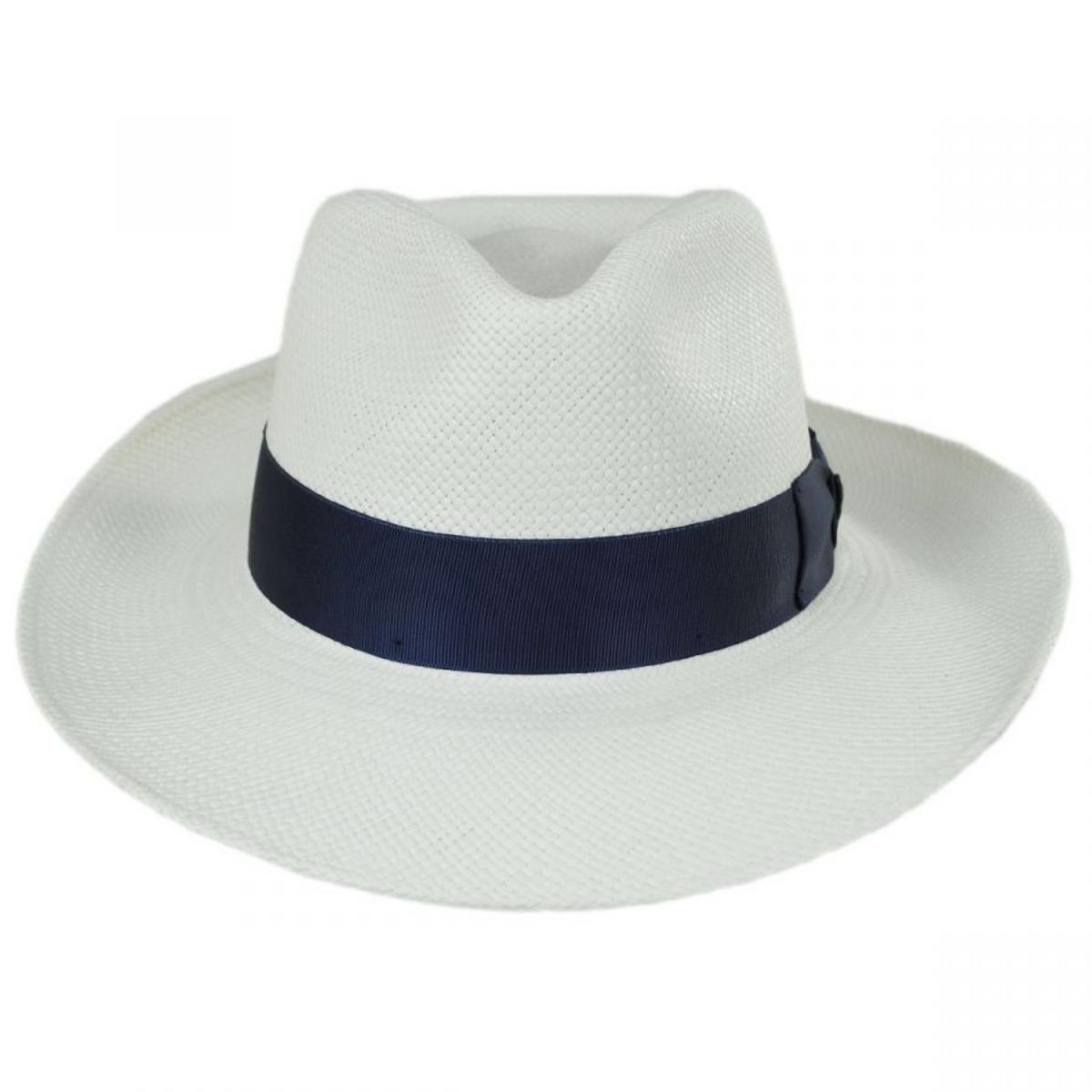 Bigalli | Santorini Panama Straw Fedora Hat | 129207 | front | WHITE