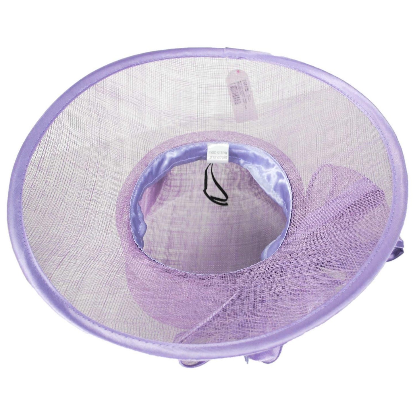 Sophia | Satin Bow Sinamay Straw Boater Dress Hat | 122912 | under | LAVENDER