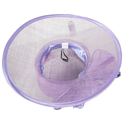 Sophia | Satin Bow Sinamay Straw Boater Dress Hat | 122912 | under | LAVENDER