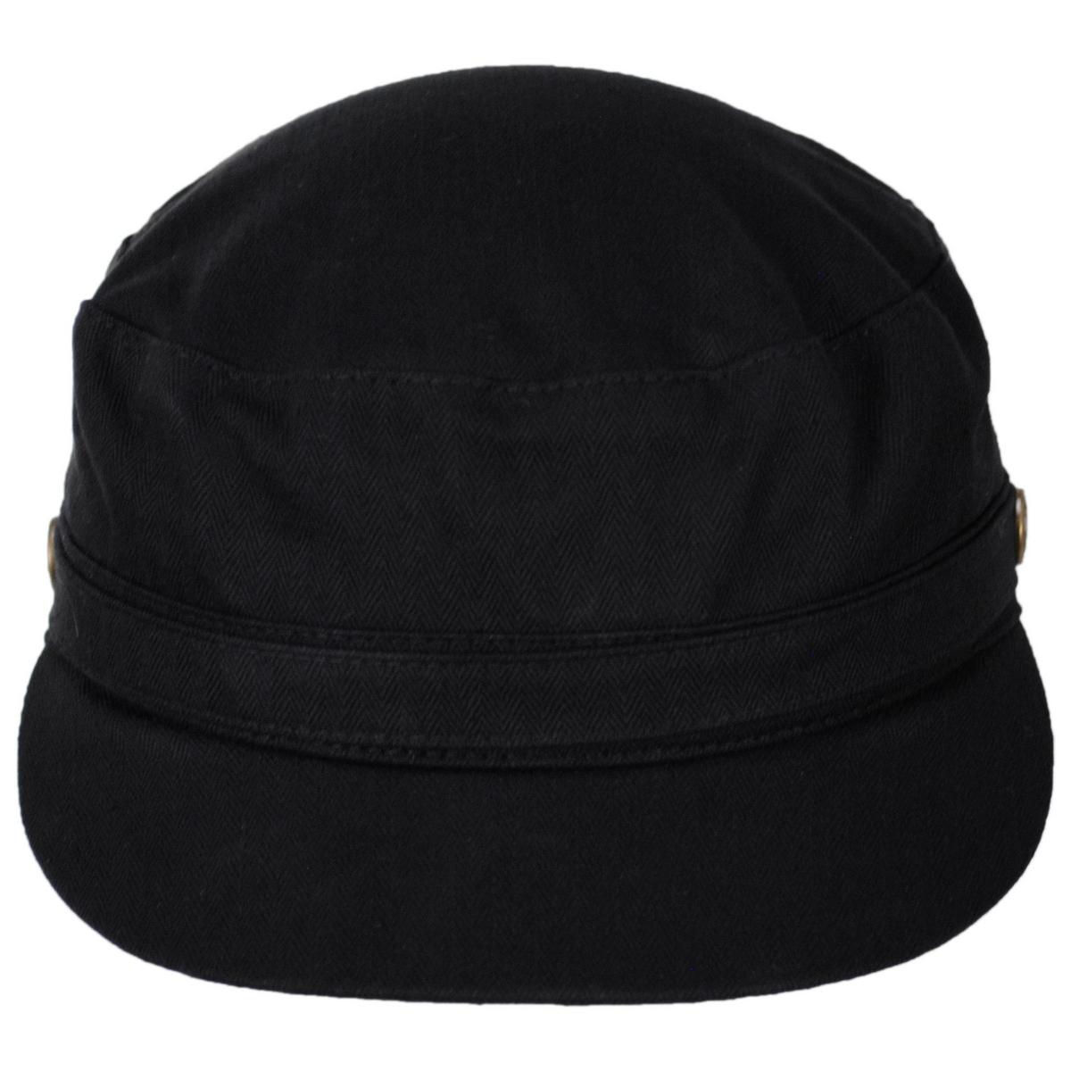 Jaxon Hats | Herringbone Cotton Cadet Cap | 222300 | front | BLACK