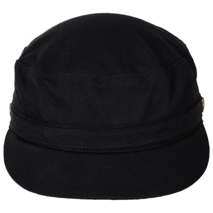 Jaxon Hats | Herringbone Cotton Cadet Cap | 222300 | front | BLACK