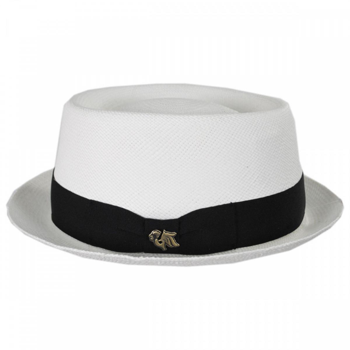 Bigalli | Panama Straw Pork Pie Hat | 129214 | front | WHITE
